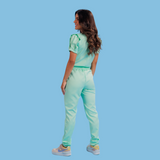 Women's Round-neck Scrub Top With Distinctive Sleeves