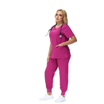 Cleo Scrub Set featuring a classic fit and cross design V-neck, ideal for healthcare professionals.