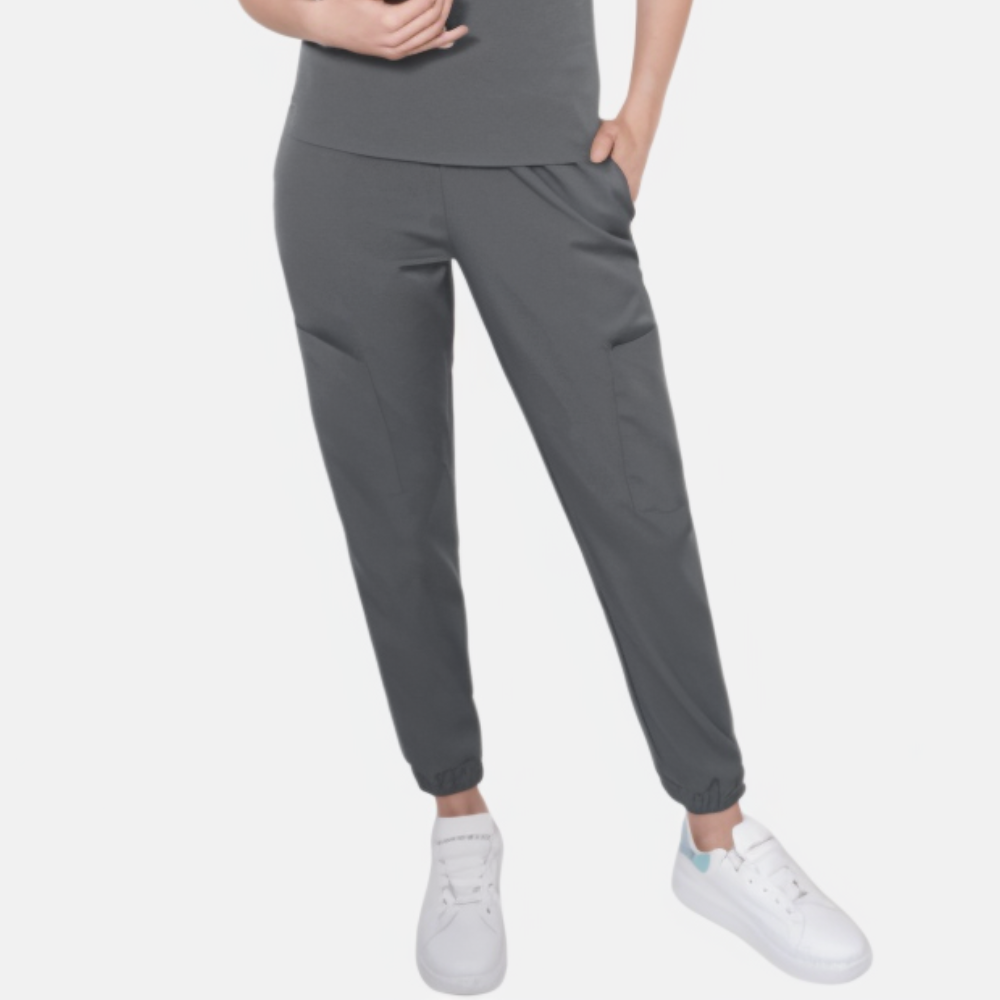 Women's Elastic Waistband Multiple Pockets Scrub Pant