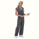 Women's Wide Leg SCcrub Jumpsuit With Front Tucks