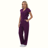 Women's Wide Leg SCcrub Jumpsuit With Front Tucks