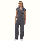 Women's Wide Leg SCcrub Jumpsuit With Front Tucks