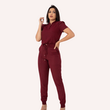 Women's Back Elastic Waistband Side and Back Pockets Scrub Pant