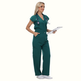 Women's Wide Leg SCcrub Jumpsuit With Front Tucks