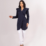 Women's Tuxedo Collar Jabour Detail Sleeves Lab Coat