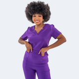 Women's V-Neck with Details Slim Fit Scrub Top