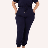 Women's Back Elastic Waistband Side and Back Pockets Scrub Pant