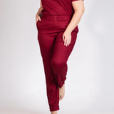 Women's Pleated Hem Elastic Waistband Scrub Pant