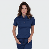 Women's Button Stand Collar Side Zipper Scrub Top