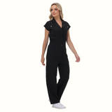 Women's Wide Leg SCcrub Jumpsuit With Front Tucks