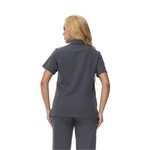 Alison Four-Pocket Scrub Top with mandarin collar and functional design.