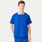 Men's Square Collar Three Pockets Scrub Top