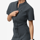 Women's Six Pockets Short Sleeves Jumpsuit