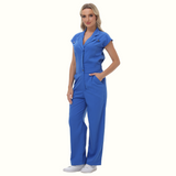 Women's Wide Leg SCcrub Jumpsuit With Front Tucks