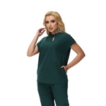 Angela Mandarin Collar Scrub Top with expansive fit and stylish design.