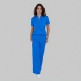 Women's Y-zip Collar Scrub Top