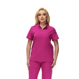 Alison Four-Pocket Scrub Top with mandarin collar and functional design.