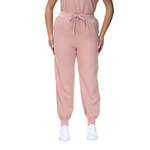 Barbara Eight-Pocket Jogger Scrub Pants with adjustable drawcord and vibrant drawstring.