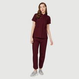 Women's Granded Collar Two Hiden Bag Pockets Scrub Top