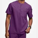 Men's 4-Pocket Short Sleeve Henley Scrub Top