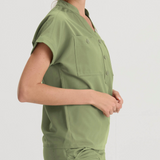 Banded Collar Scrub Top