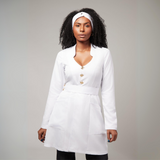 Women's Priest Collar Button-up Lab Coat