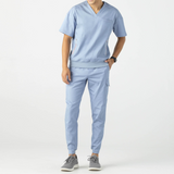 Men's Four Pockets Banded Collar Scrub Top