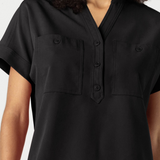 Banded Collar Scrub Top