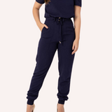 Women's Back Elastic Waistband Side and Back Pockets Scrub Pant