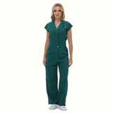 Women's Wide Leg SCcrub Jumpsuit With Front Tucks