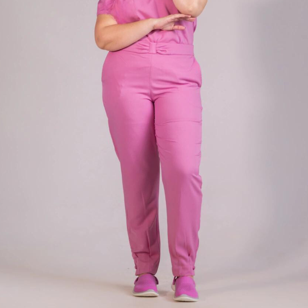 Women's Pleated Hem Elastic Waistband Scrub Pant