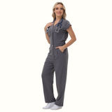 Women's Wide Leg SCcrub Jumpsuit With Front Tucks