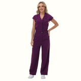 Women's Wide Leg SCcrub Jumpsuit With Front Tucks