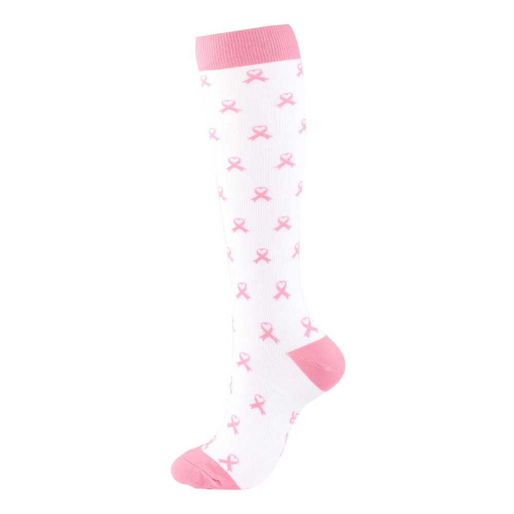 Pink Ribbon Knitted Compression Socks