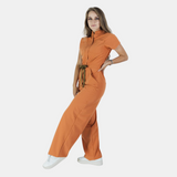 Women's Four Pockets Contrasting Drawstring Flared Cut Jumpsuit