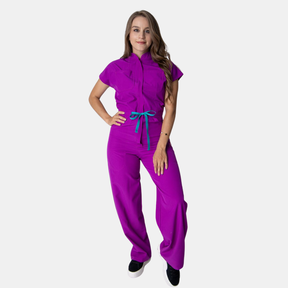 Women's Four Pockets Contrasting Drawstring Flared Cut Jumpsuit