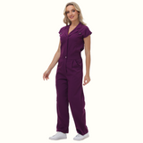 Women's Wide Leg SCcrub Jumpsuit With Front Tucks