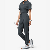 Women's Six Pockets Short Sleeves Jumpsuit