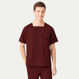 Men's Square Collar Three Pockets Scrub Top