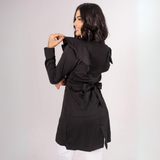 Women's Tuxedo Collar Jabour Detail Sleeves Lab Coat