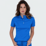 Women's Button Stand Collar Side Zipper Scrub Top