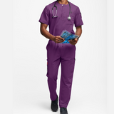 Men's 4-Pocket Short Sleeve Henley Scrub Top