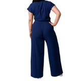 Women's Wide Leg Scrub Jumpsuit With Front Tucks