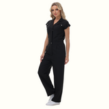 Women's Wide Leg SCcrub Jumpsuit With Front Tucks