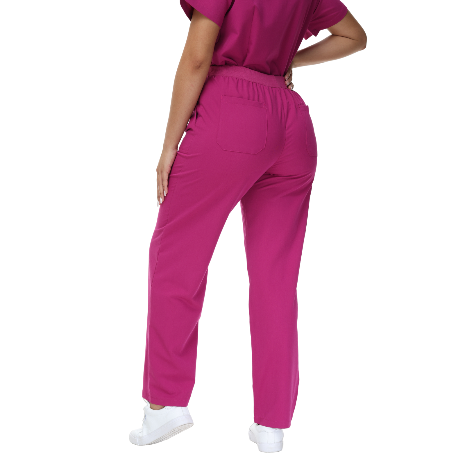 Beata Six-Pocket Straight Scrub Pants with adjustable drawcord and vibrant design.