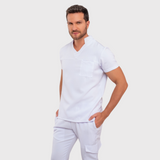 Men's Distinctive V-neck Chest Pocket Scrub Top