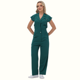 Women's Wide Leg SCcrub Jumpsuit With Front Tucks