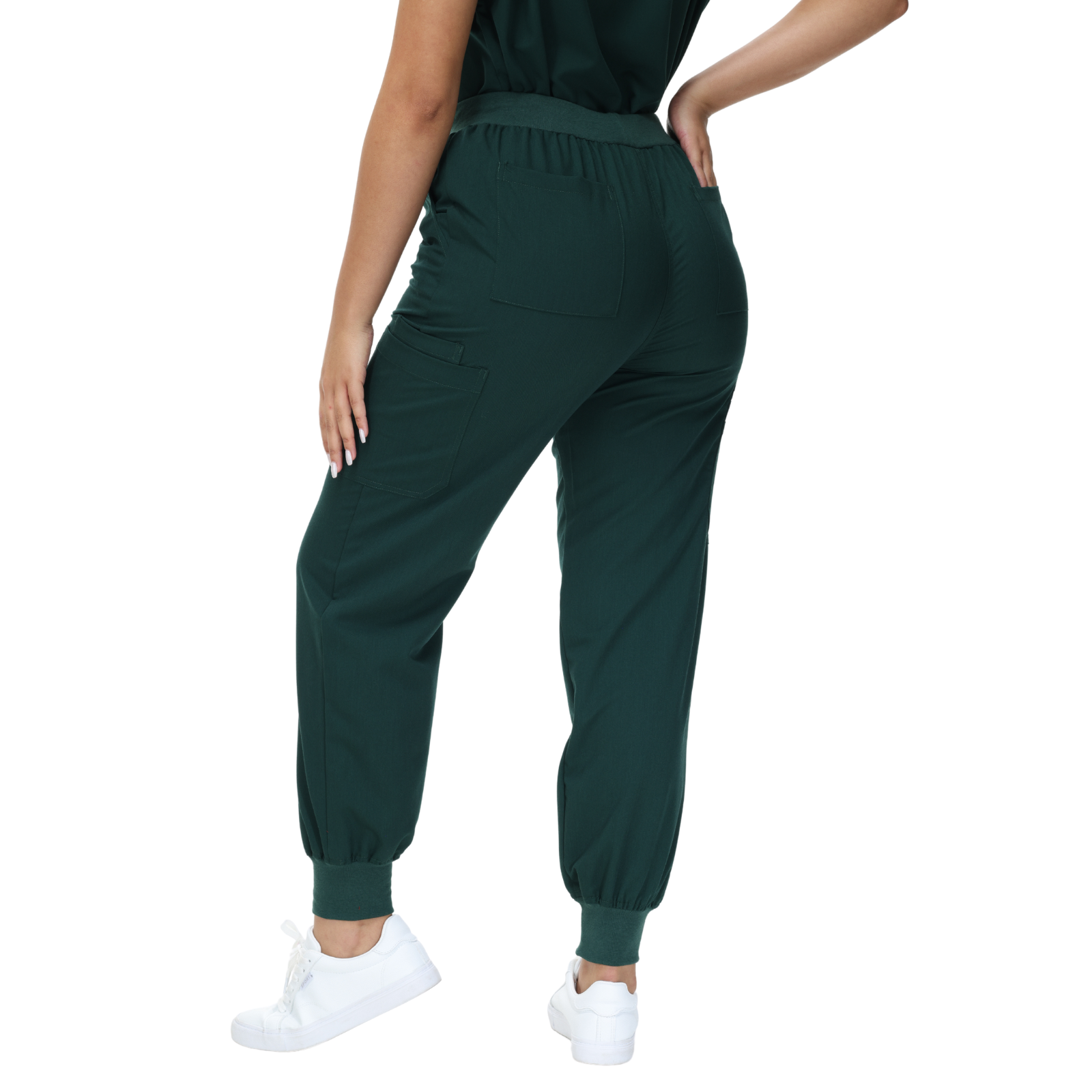 Barbara Eight-Pocket Jogger Scrub Pants with adjustable drawcord and vibrant drawstring.