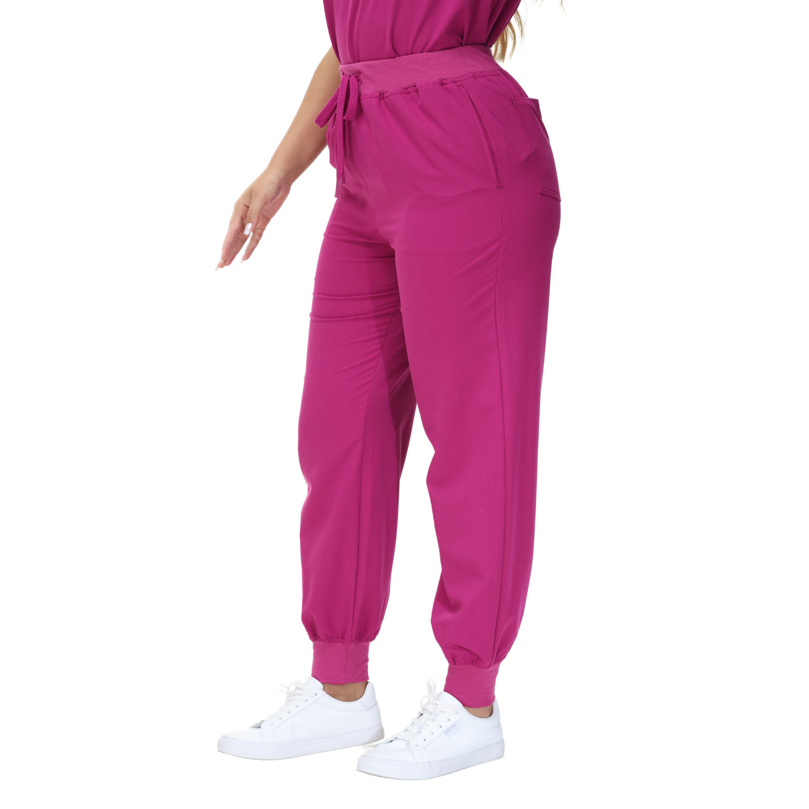 Belinda Five-Pocket Jogger Scrub Pants with vibrant drawstring and yoga waistband.