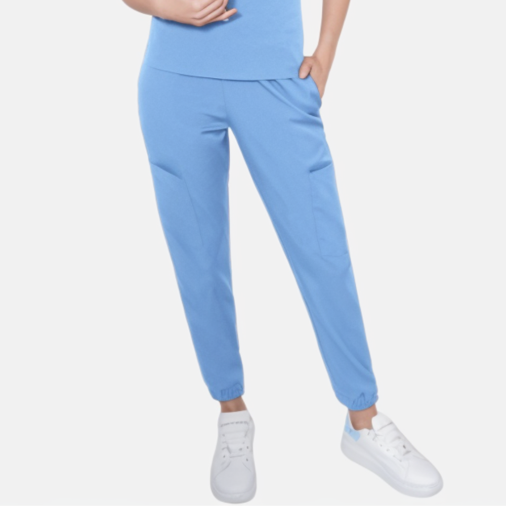 Women's Elastic Waistband Multiple Pockets Scrub Pant